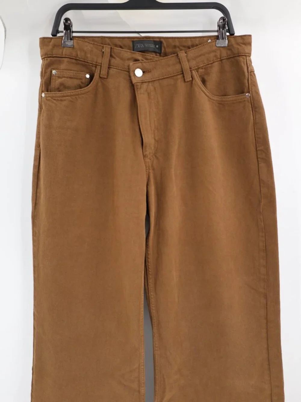 Zara Jeans Womens 10 Wide Leg High Rise Cotton 5 Pocket heavy Denim asymmetric - Picture 2 of 13